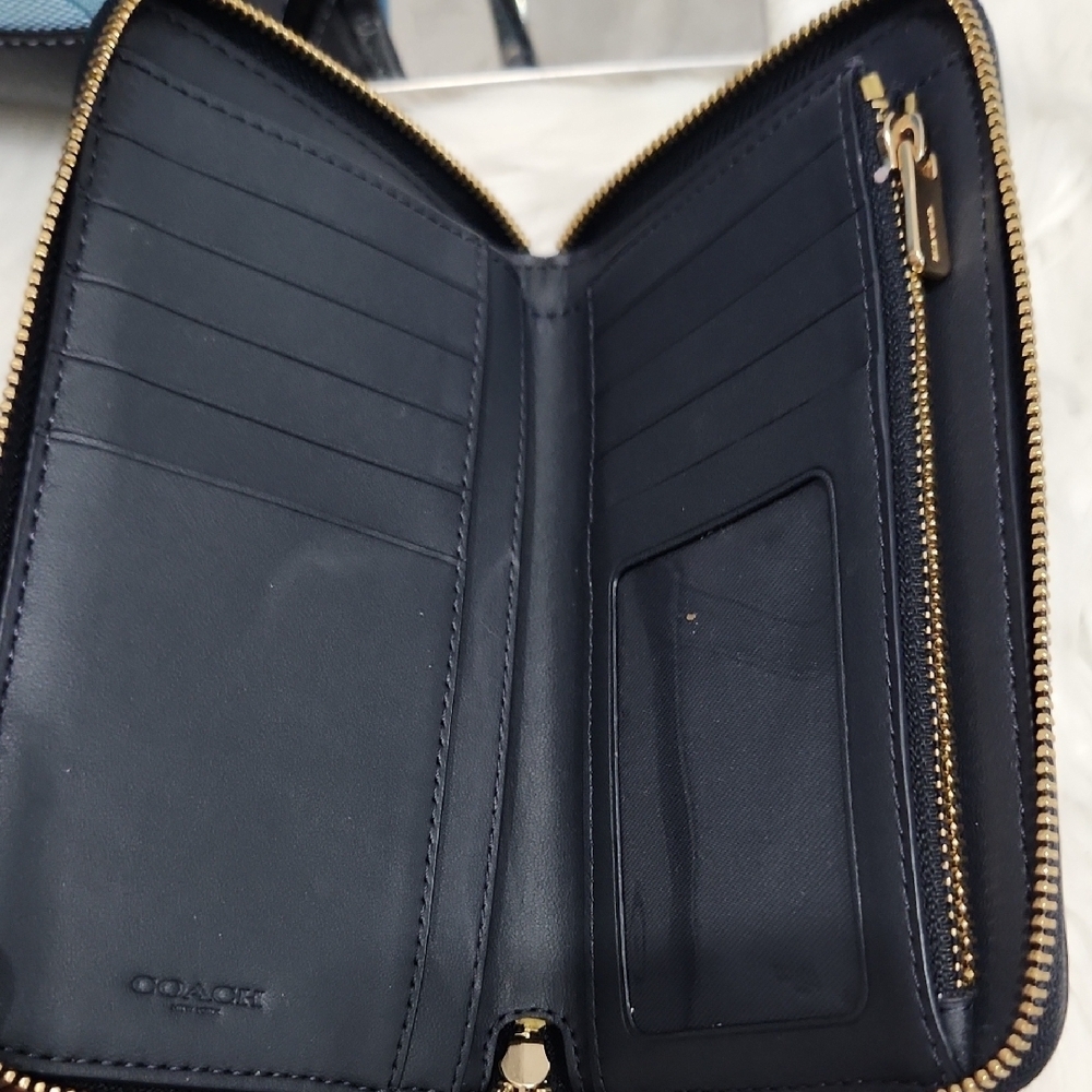 💙🔹️Coach🔹 Mollie Tote 25 Signature Jacquard With Stripes And Matching Wallet - Picture 16 of 17